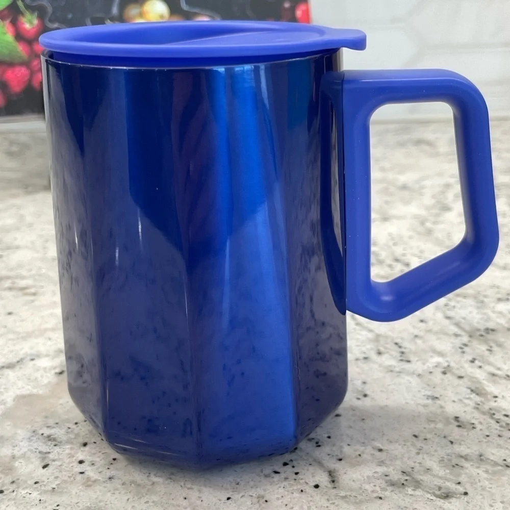 Starbucks 2024 Cobalt Blue Geo Holiday Contour SS Mug. NWT. Great color! NEW! - Picture 3 of 8